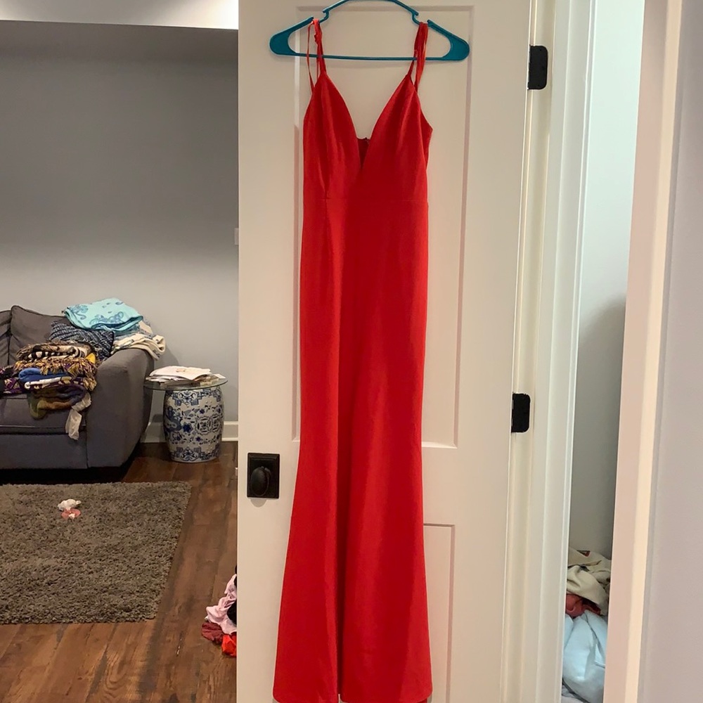 Red floor length dress